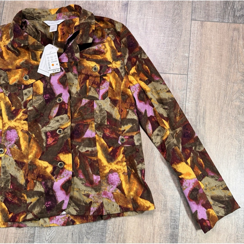 Christopher Banks Fall Colors Blazer Jean Jacket Style Size M Cotton Poly NWT - Picture 5 of 12